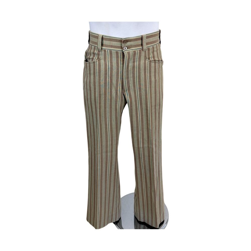 Vintage 1970's Striped Flare Bellbottom Trousers with HUGE POCKETS